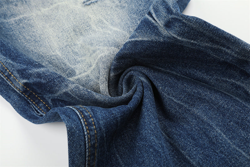 Jeans délavés usés à jambes larges – Denim vintage punk délavé pour homme