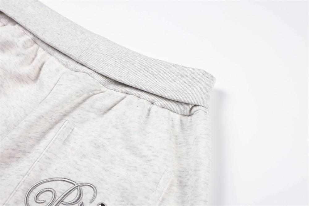Pantalon de survêtement homme à jambes larges avec broderie 3D et clous argentés – Coupe décontractée