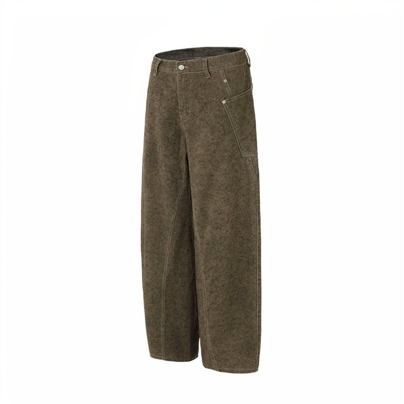 Barrel Leg Carpenter Jeans – Acid Wash Khaki Green Wide Leg Denim