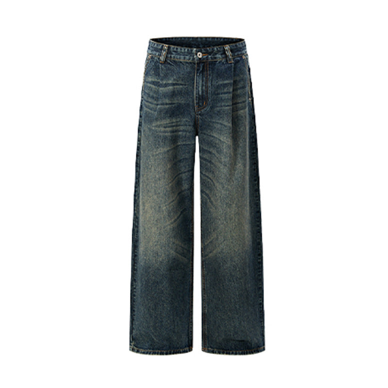 Jean baggy bleu homme – Coupe droite et large délavée vintage