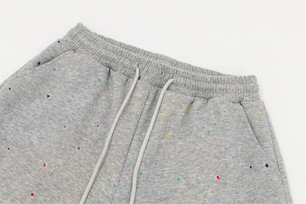 Wide-Leg Sweatpants Men – Allover Star Print & Embroidered Logo Streetwear