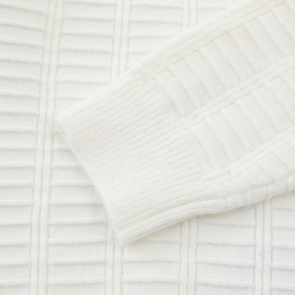 Polo-pull homme en maille texturée – Pull col boutonné à manches longues