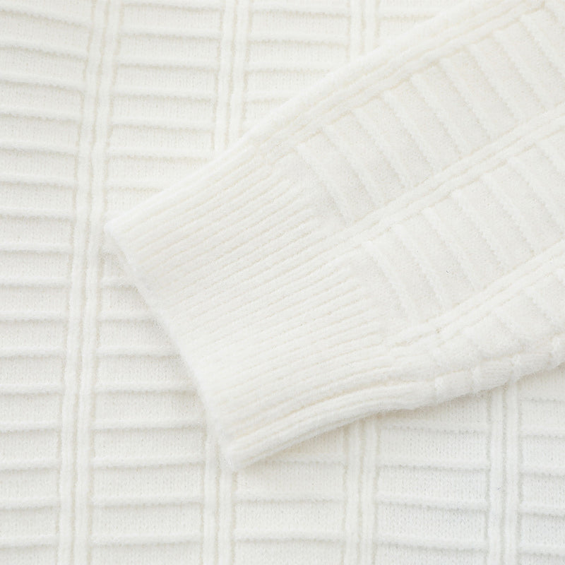 Polo-pull homme en maille texturée – Pull col boutonné à manches longues