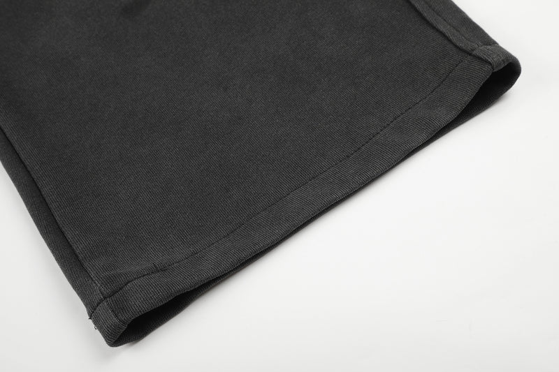 Pantalon habillé à jambes larges – Coupe baggy délavée avec poches brodées et ceinture croisée