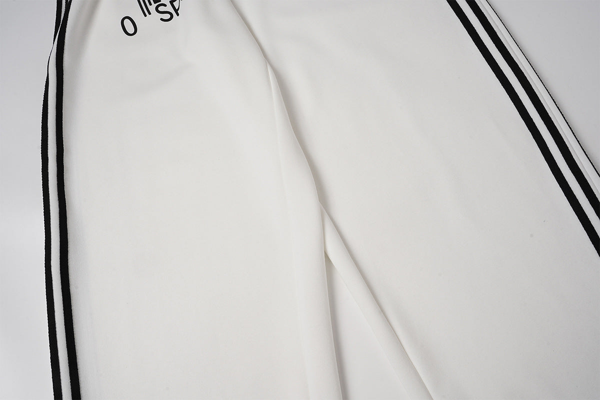 Wide-Leg Sweatpants with Barcode Cross Print & Double Waistband