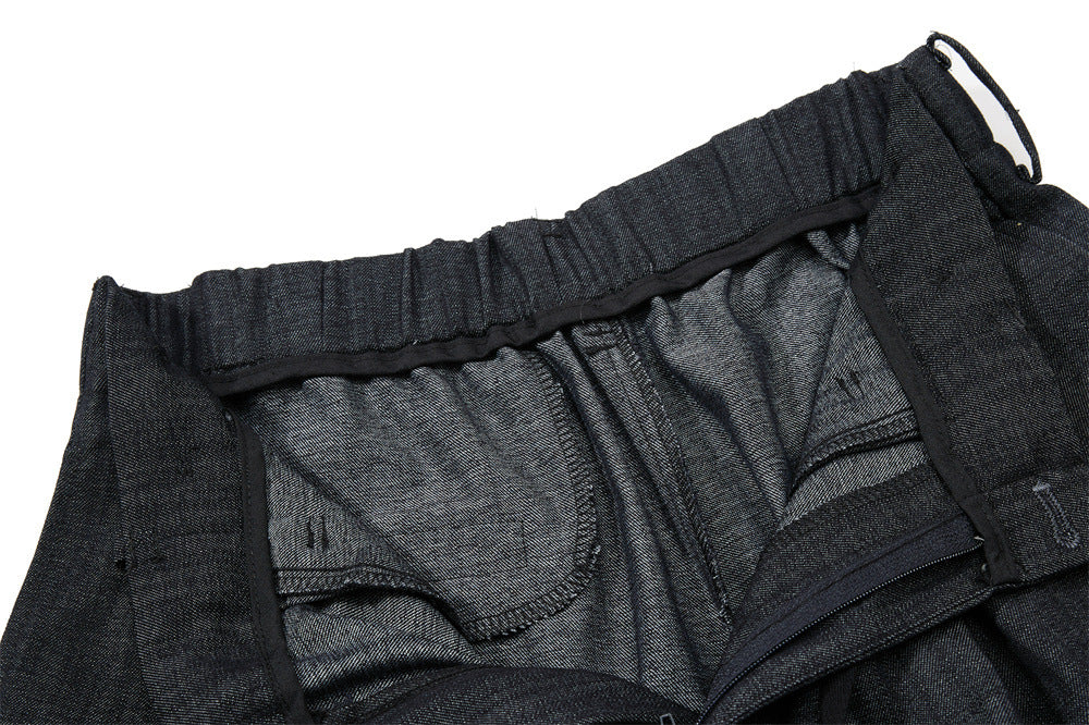 Wide-Leg Pleated Trousers – Men's Loose Fit Draped Floor-Length Pants
