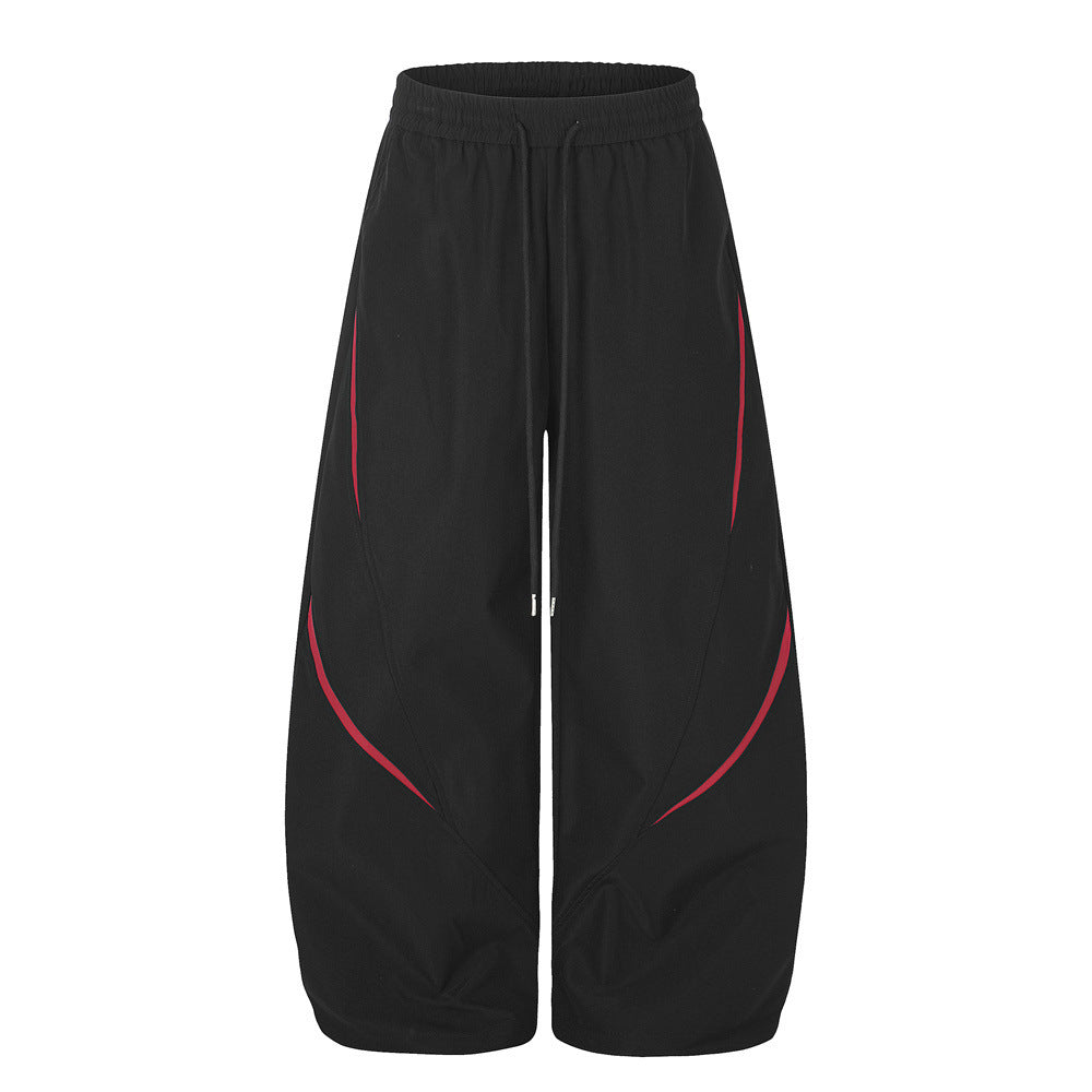 Men's Colorblock Track Jacket & Wide-Leg Pants Tracksuit Set with Mock Neck