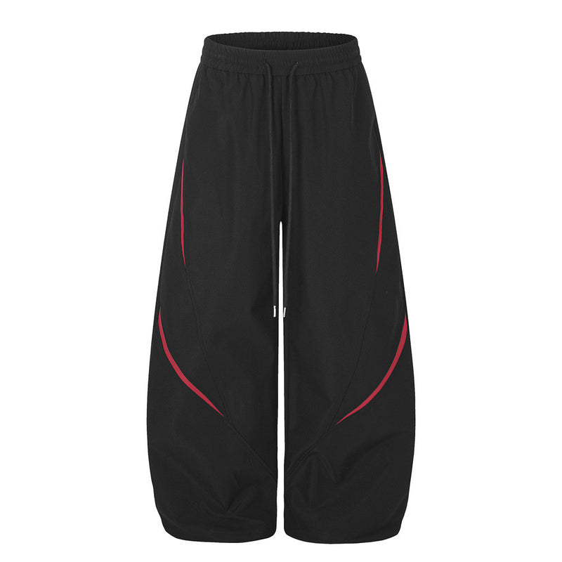 Men's Colorblock Track Jacket & Wide-Leg Pants Tracksuit Set with Mock Neck