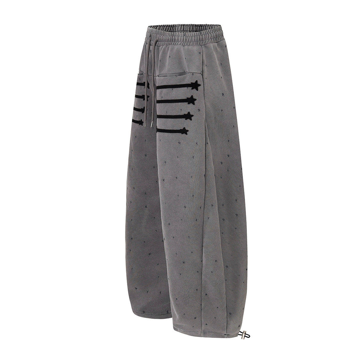 Wide-Leg Star & Stripe Sweatpants – Baggy Washed Fleece Pants