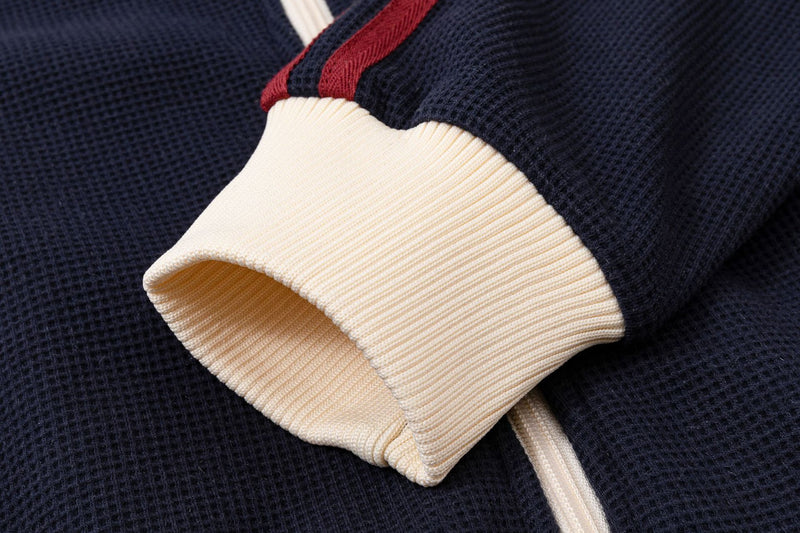 Veste de survêtement en maille gaufrée Nast Club avec logo brodé et manches rayées