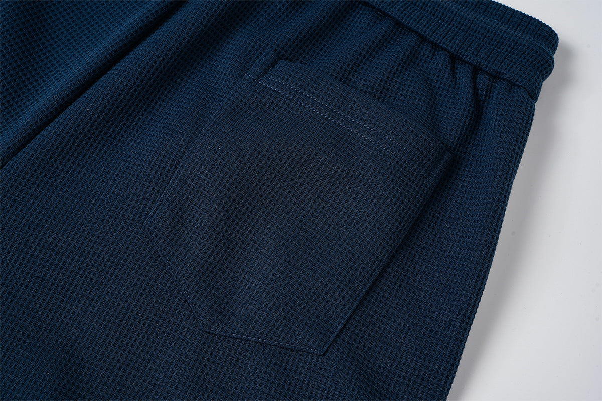 Pantalon de survêtement large à bandes latérales – Pantalon baggy en maille gaufrée
