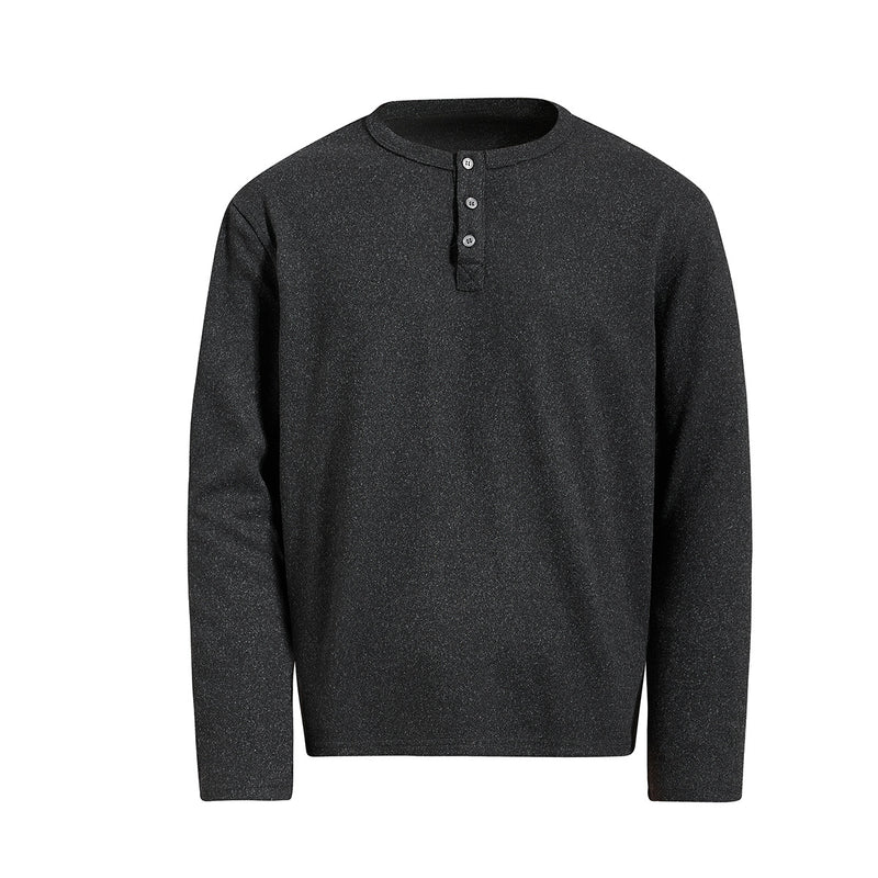 Men's Long-Sleeve Henley T-Shirt – Vintage American Style, Relaxed Fit