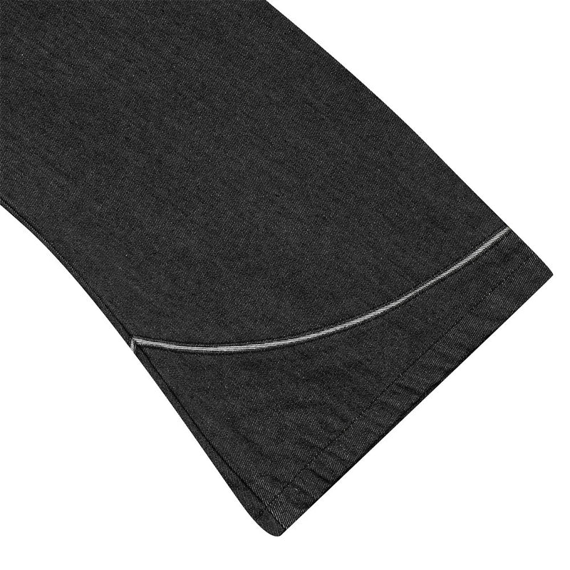 Jean homme en denim brut à jambes larges – Double ceinture, empiècements et silhouette incurvée