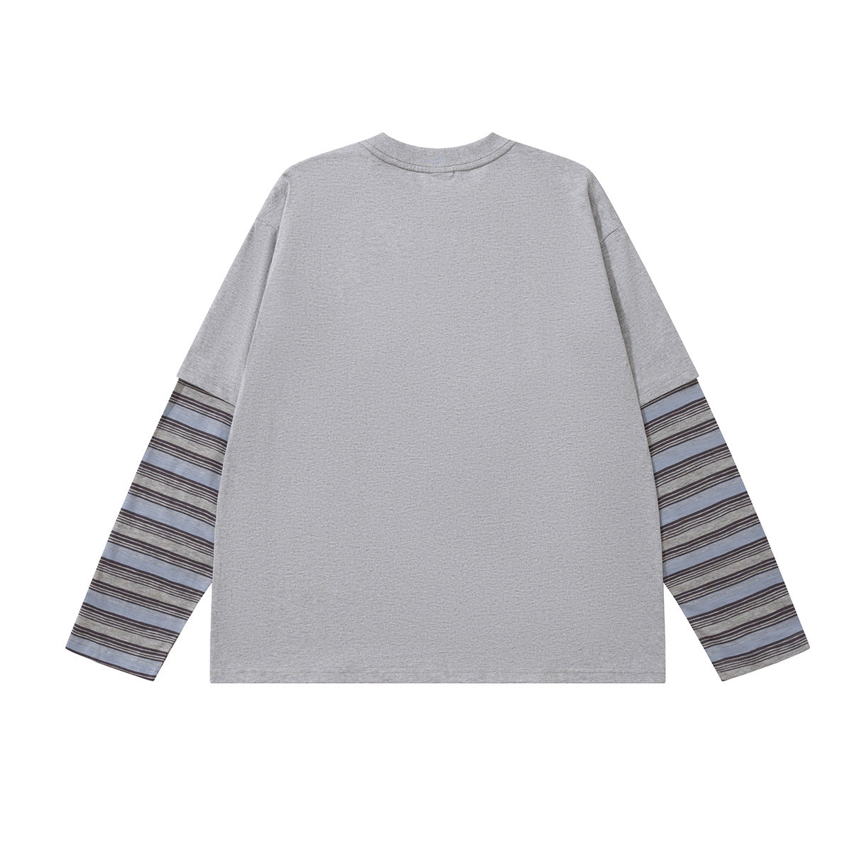 ニューワールド レトロ グラフィック長袖Tシャツ フェイクレイヤード ストライプスリーブ