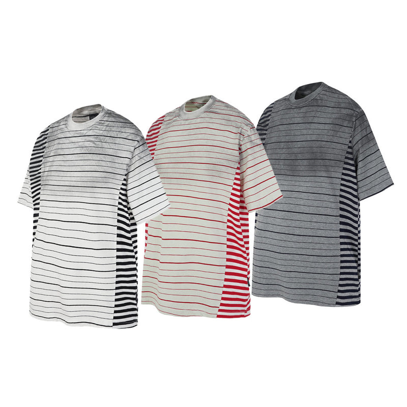 Distressed Stripe Patchwork Oversized T-Shirt | Washed Irregular Spliced Streetw