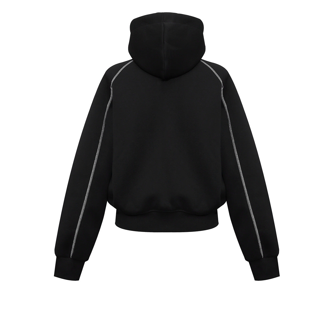 Zip-Hoodie mit kontrastierenden Steppnähten – Kurzer, sportlicher Fit