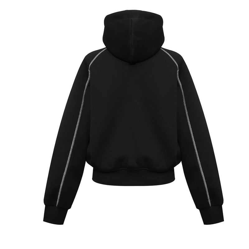 Zip-Hoodie mit kontrastierenden Steppnähten – Kurzer, sportlicher Fit