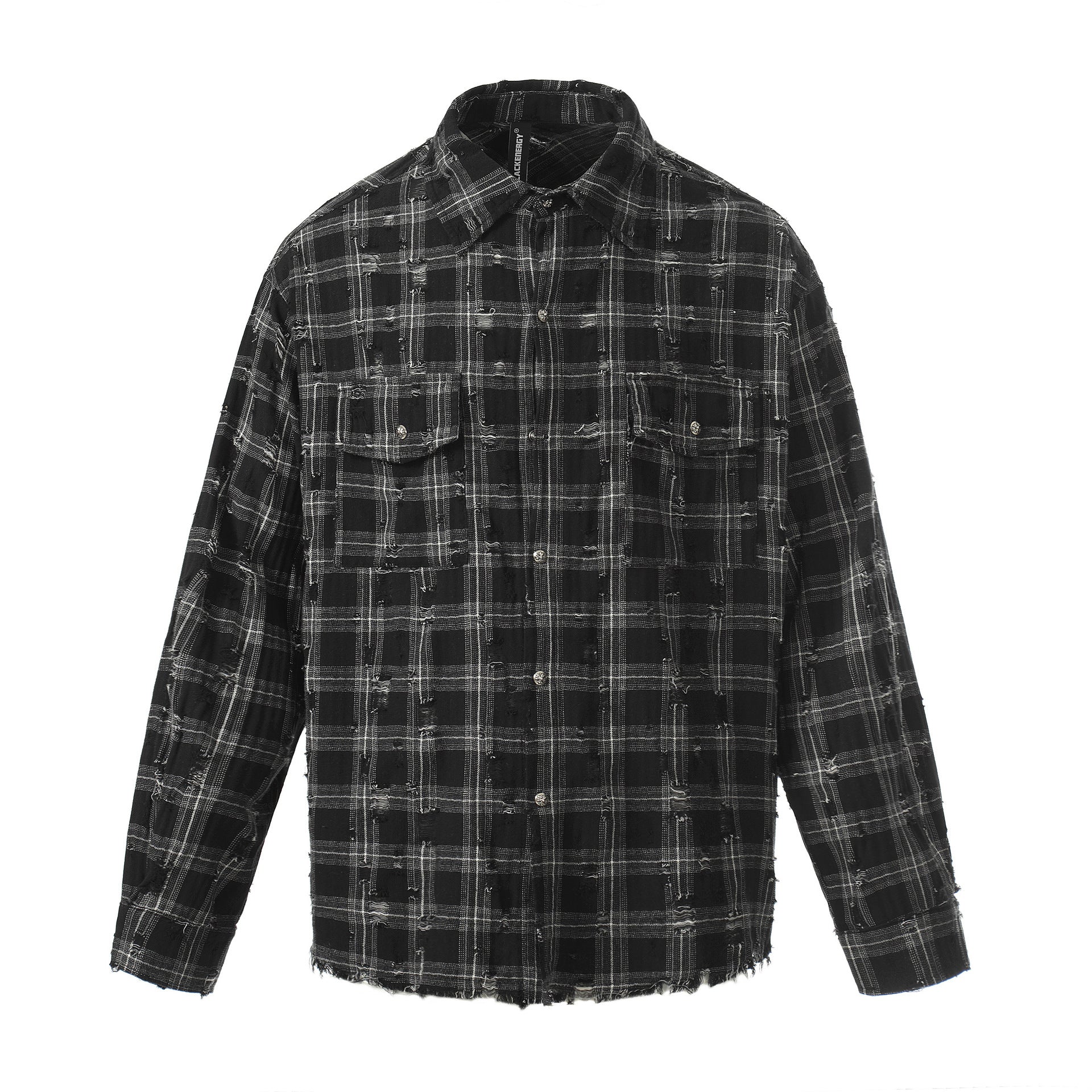 Surchemise en flanelle à carreaux délavée et usée – Veste-chemise vintage à manches longues