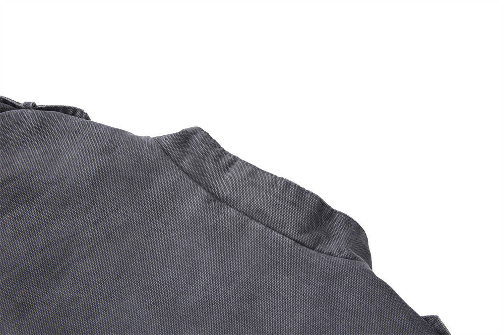 Men's Vintage Military Double-Breasted Zip Jacket with Stand Collar