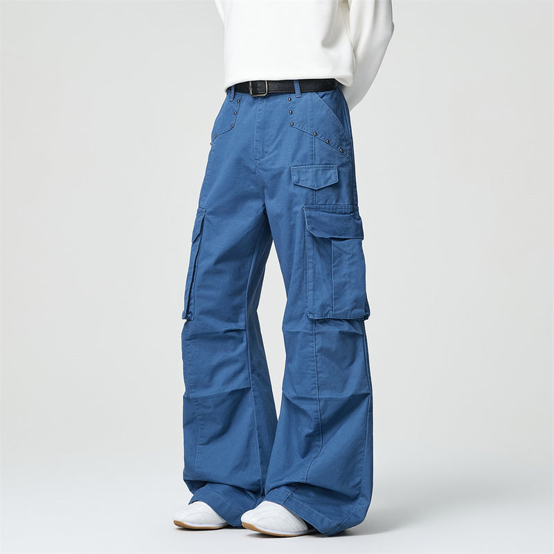 Men's Wide-Leg Cargo Pants – Relaxed Fit Multi-Pocket Workwear Trousers