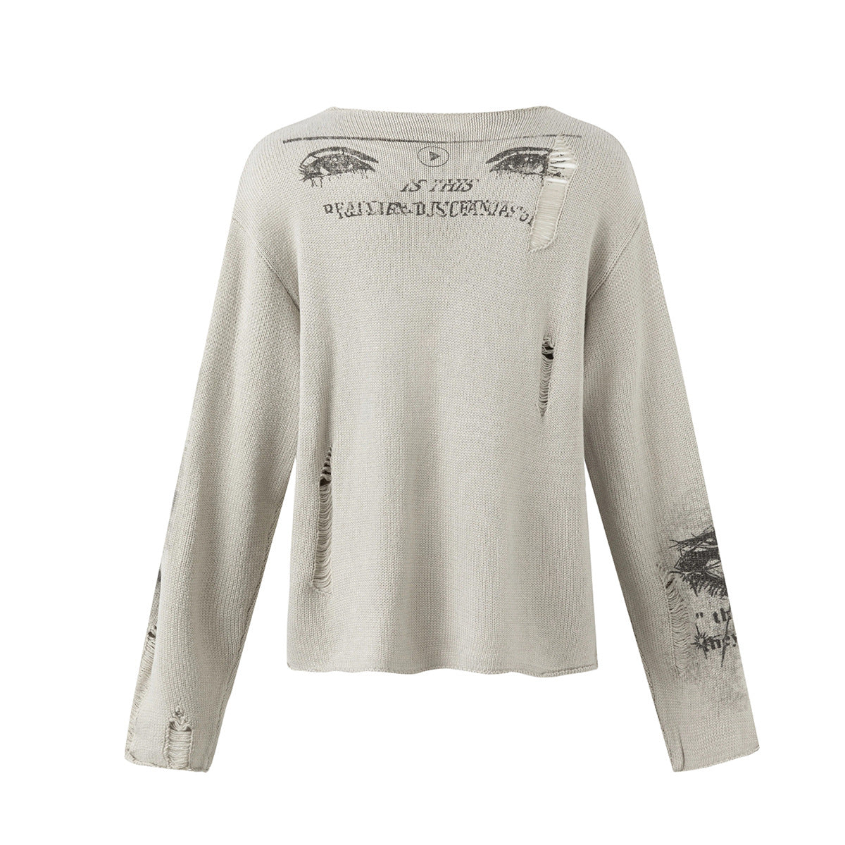 Pull à col rond graphique effet usé – Maille streetwear vintage américaine