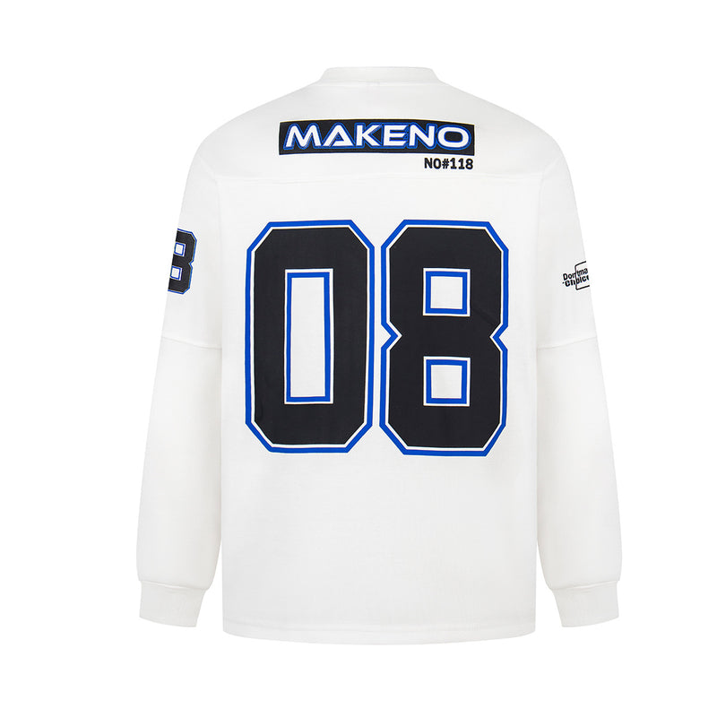 Camiseta de Manga Larga de Fútbol Americano – Top Streetwear Varsity con Número 08