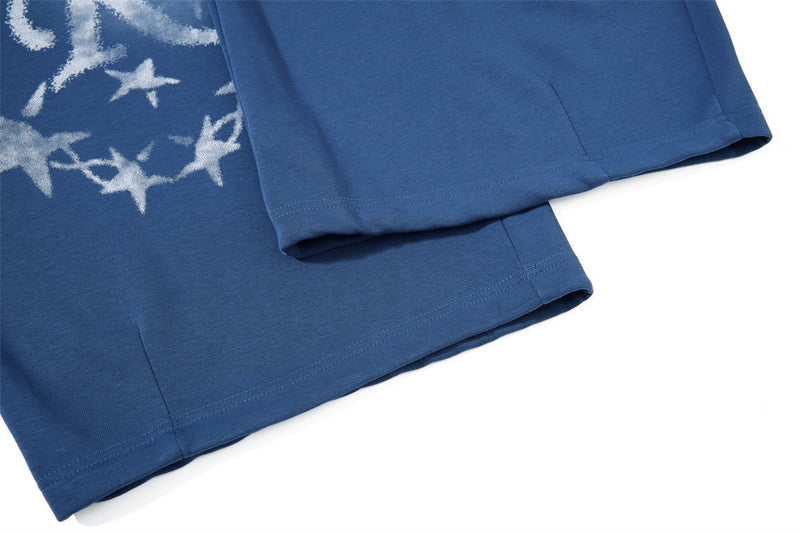 Wide-Leg Sweatpants with Colorful Graffiti Print and Star Logo