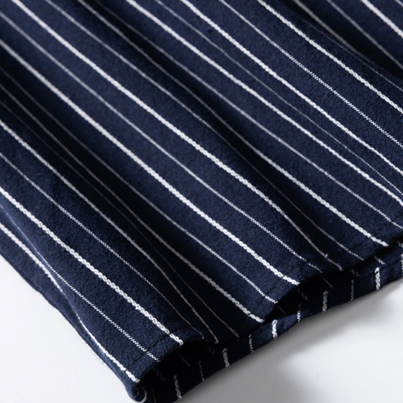 Striped Long Sleeve Shirt – Men's Oversized Relaxed Fit Button-Up