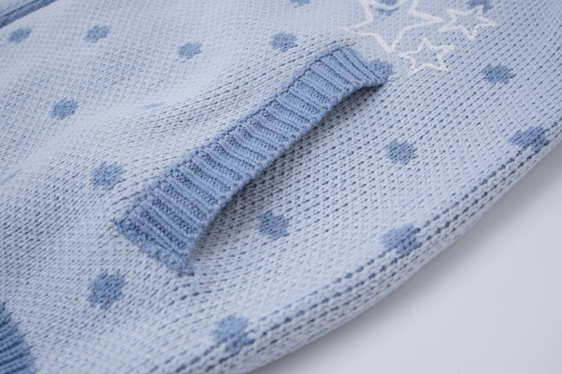 Cardigan en maille zippé à pois avec motif étoile et notes de musique