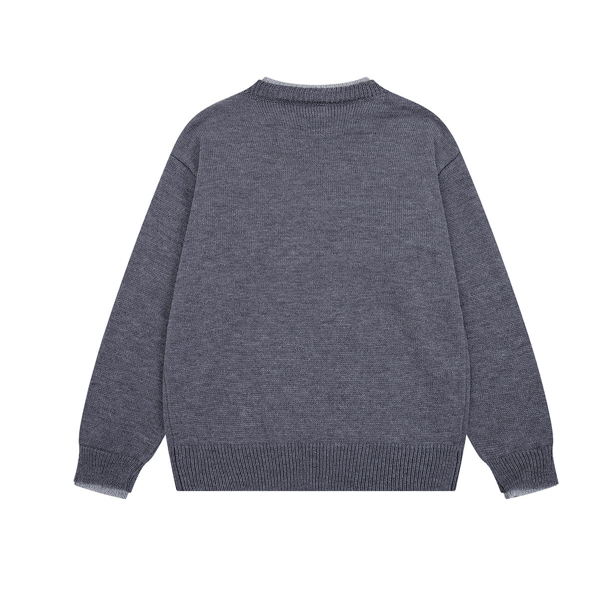 Crew Neck Graphic Knit Sweater – Retro American Campus Style