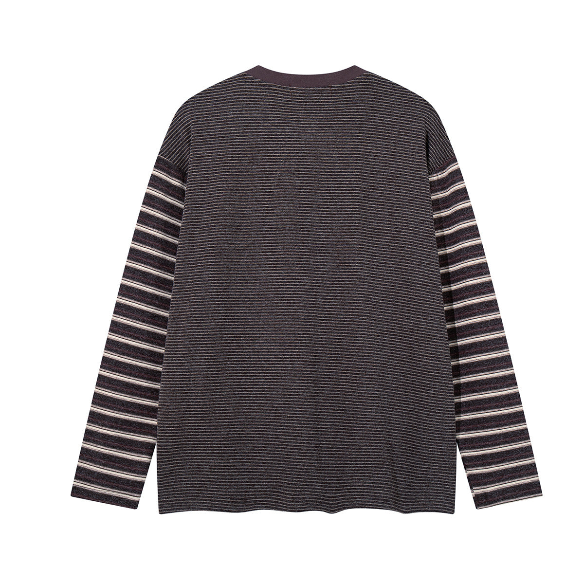 Long Sleeve Striped Colorblock T-Shirt – Oversized Relaxed Fit