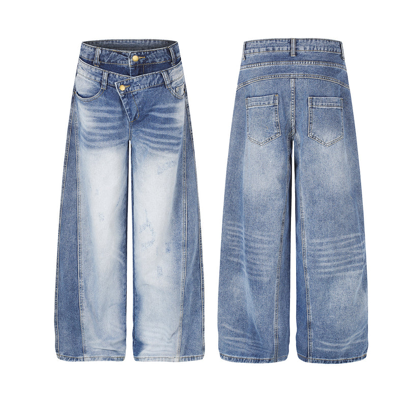 Light Blue Baggy Jeans – Double Waistband Wide-Leg Denim