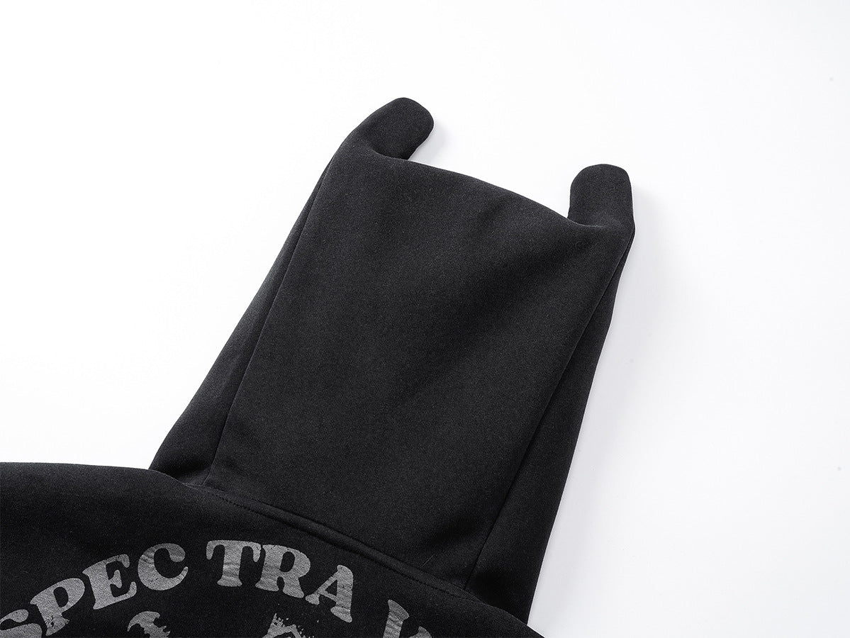 Zip-Hoodie mit Kapuze mit Teufelsohren – Gothic-Kreuz-Graphic-Sweatshirt im Streetwear-Stil