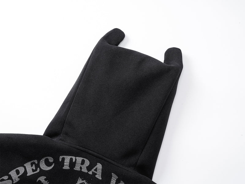 Zip-Hoodie mit Kapuze mit Teufelsohren – Gothic-Kreuz-Graphic-Sweatshirt im Streetwear-Stil