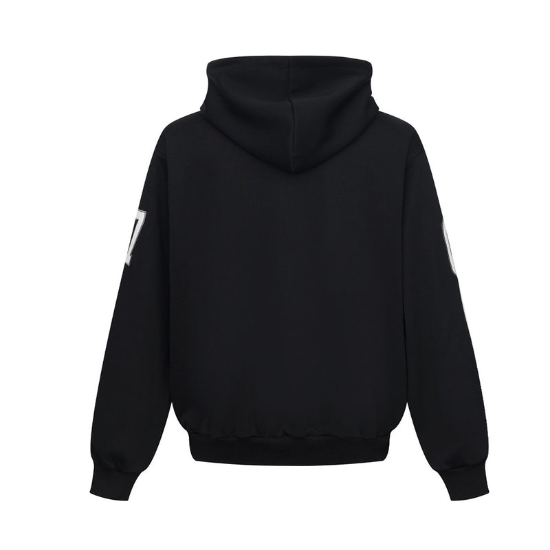 Sweat à capuche bleu zippé intégral avec patch brodé du numéro varsity 07