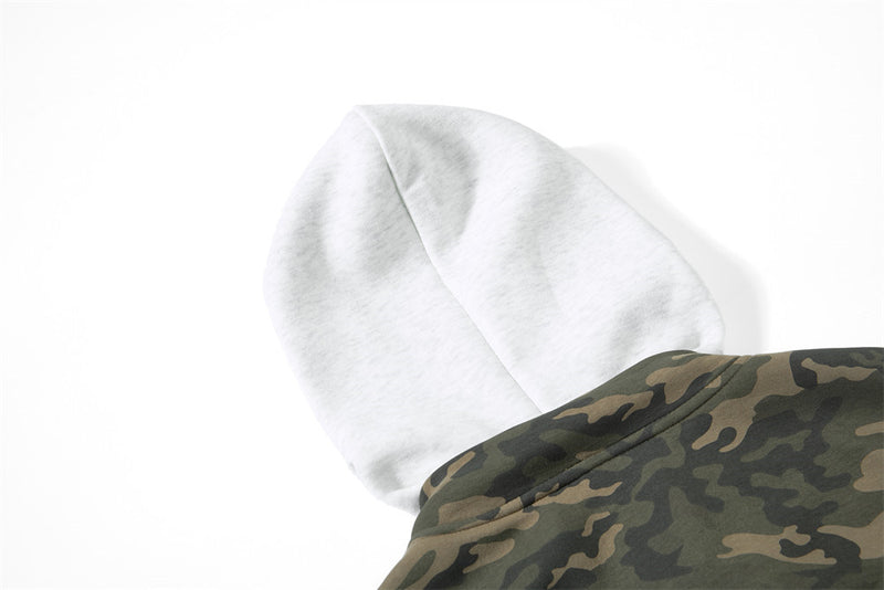 Blouson bomber homme camouflage à capuche, fermeture zippée et manches plissées