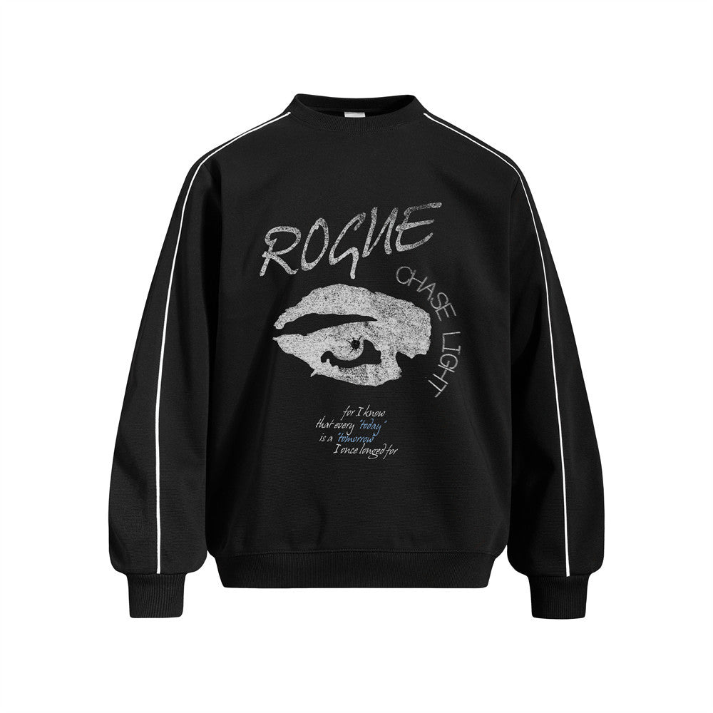 Men's Black Crew Neck Sweater – Rogue Eye Graphic Oversized Sweatshirt
