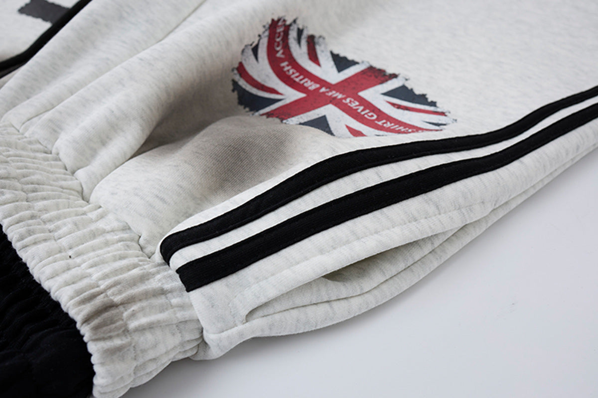 Wide-Leg-Sweatpants mit Union-Jack- und „Let's Rock On“-Print, Seitenstreifen