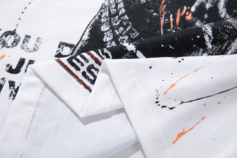 MFOUR Doberman Graphic Long Sleeve Shirt – Streetwear Paint Splatter Tee