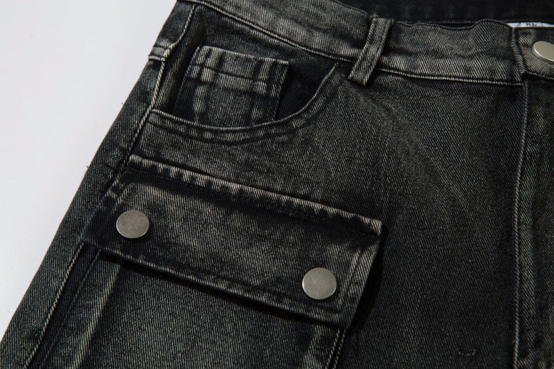 Wide-Leg Cargo Jeans with Barbed Wire Embroidery – Baggy Streetwear Denim