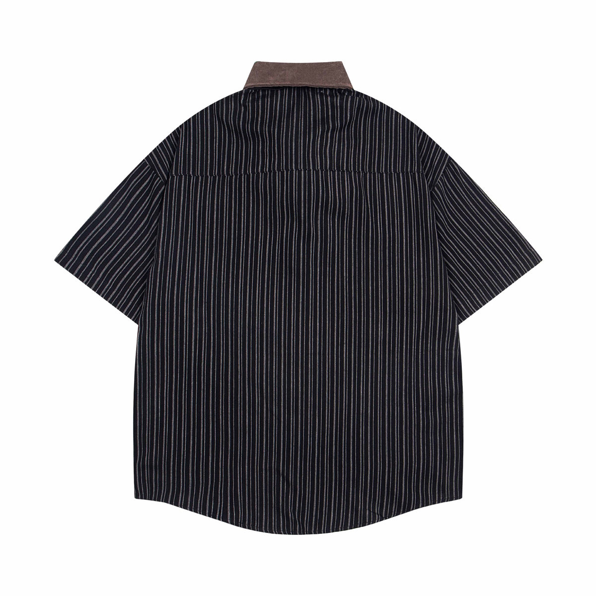 Camisa de vestir de manga corta – Estampado celestial de galaxia, raya diplomática con mini corbata incorporada