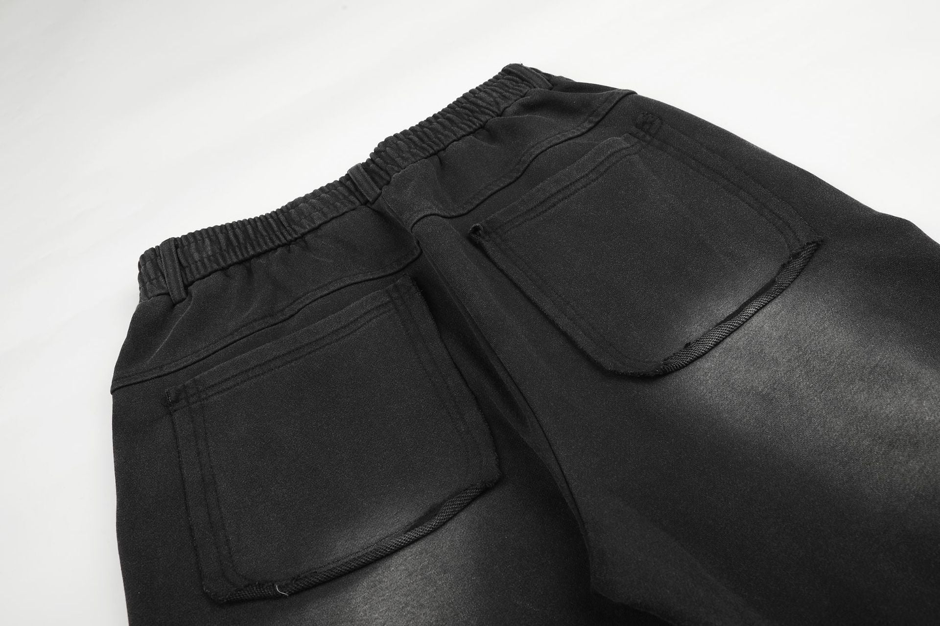 Pantalon de survêtement wide leg – Jogger droit noir délavé à œillets métalliques