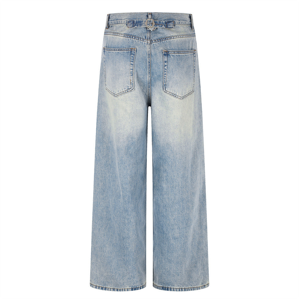 Wide-Leg Jeans – American Vintage Washed Light Blue Baggy Straight Denim