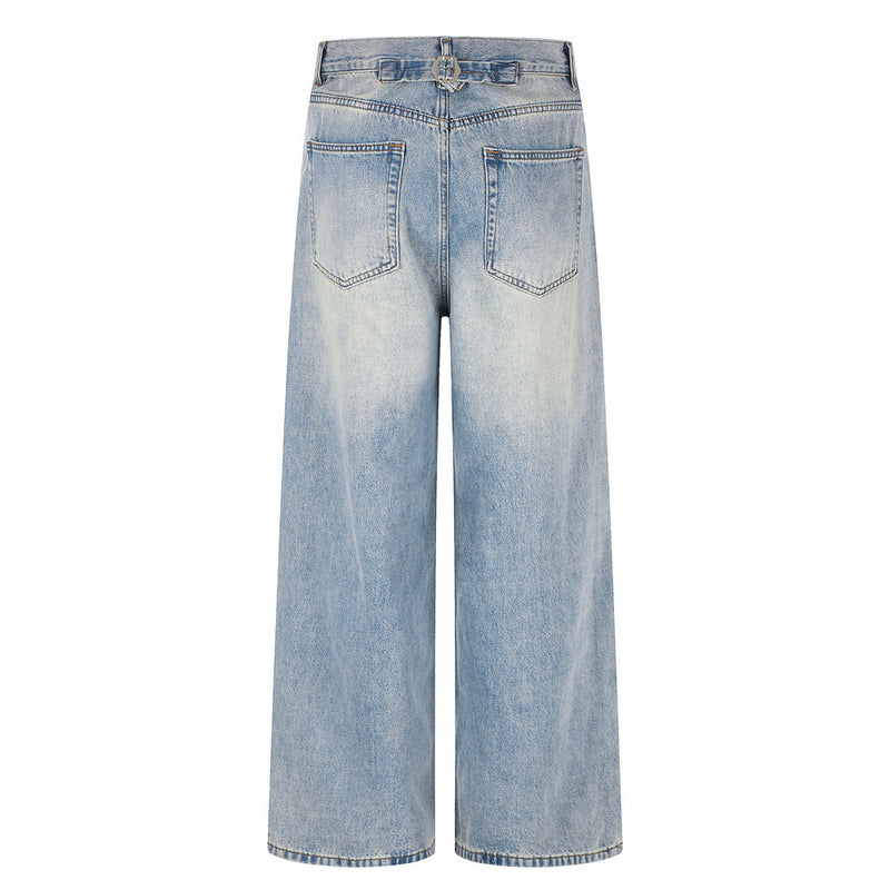 Wide-Leg Jeans – American Vintage Washed Light Blue Baggy Straight Denim