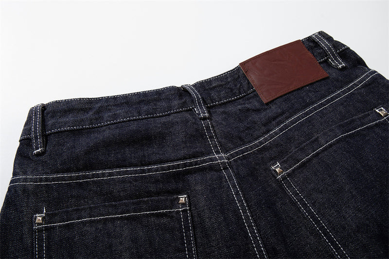 Wide-Leg Denim Cargo Shorts – Multi-Pocket Workwear Style