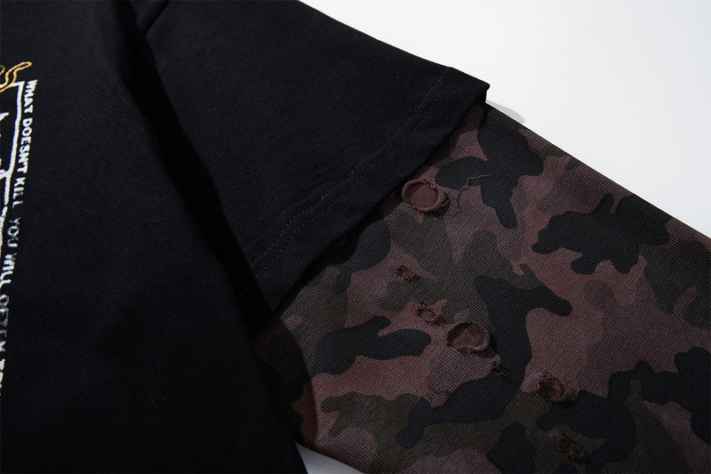 Saints Desires Rock Graphic Layered Long-Sleeve T-Shirt – Black with Camo