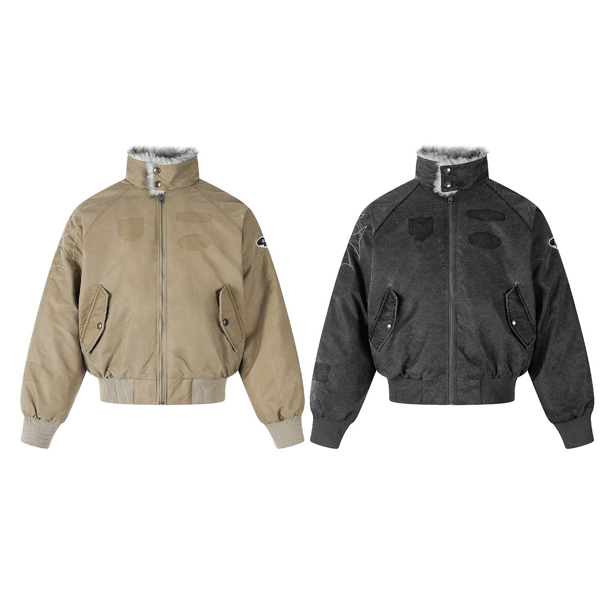 Men's Padded Bomber Jacket with Faux Fur Collar – Oversized Flight Jacket