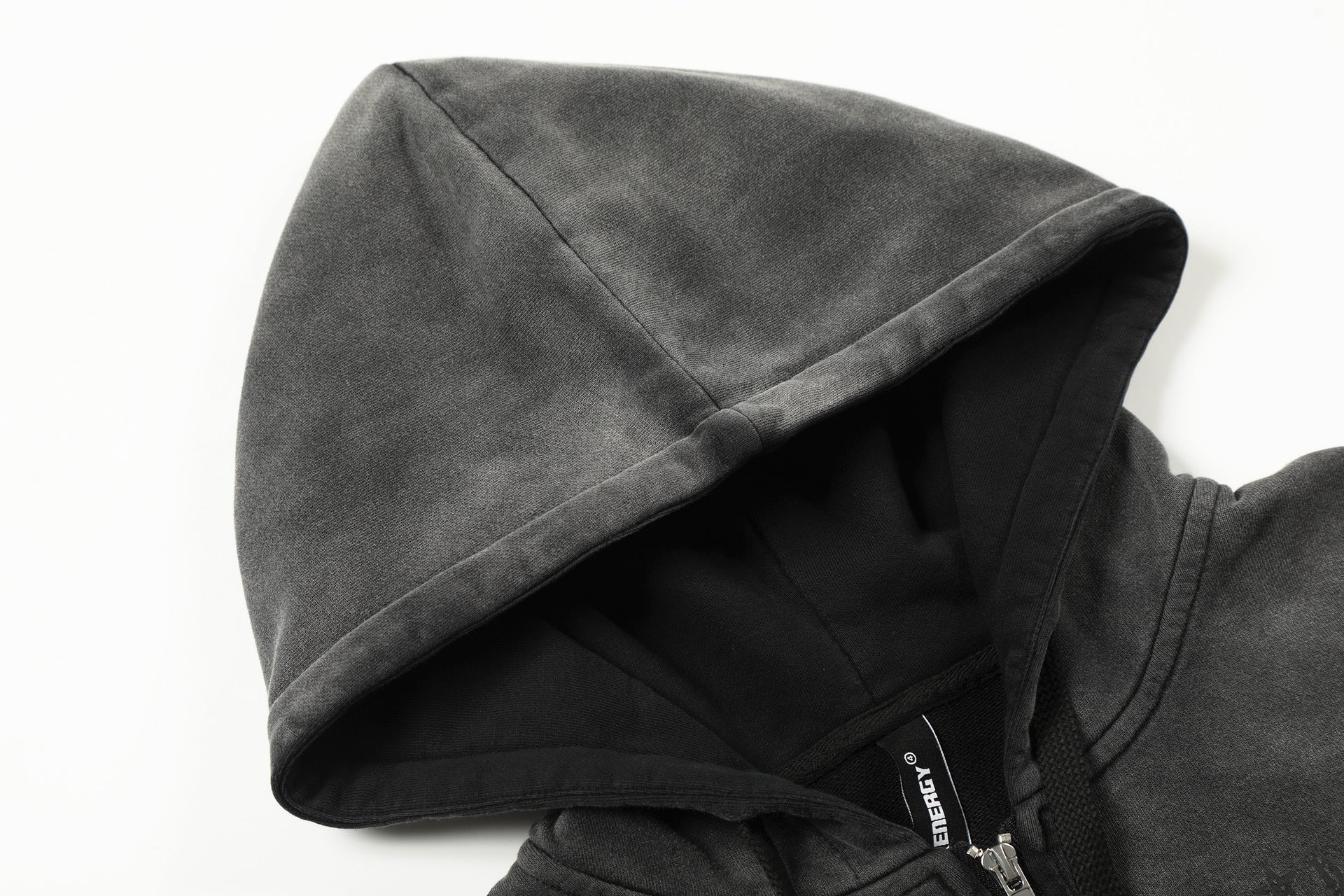 Zip-Hoodie Number 23 mit Karomuster-Applikqué und Stickerei – Gewaschener Streetwear-Look