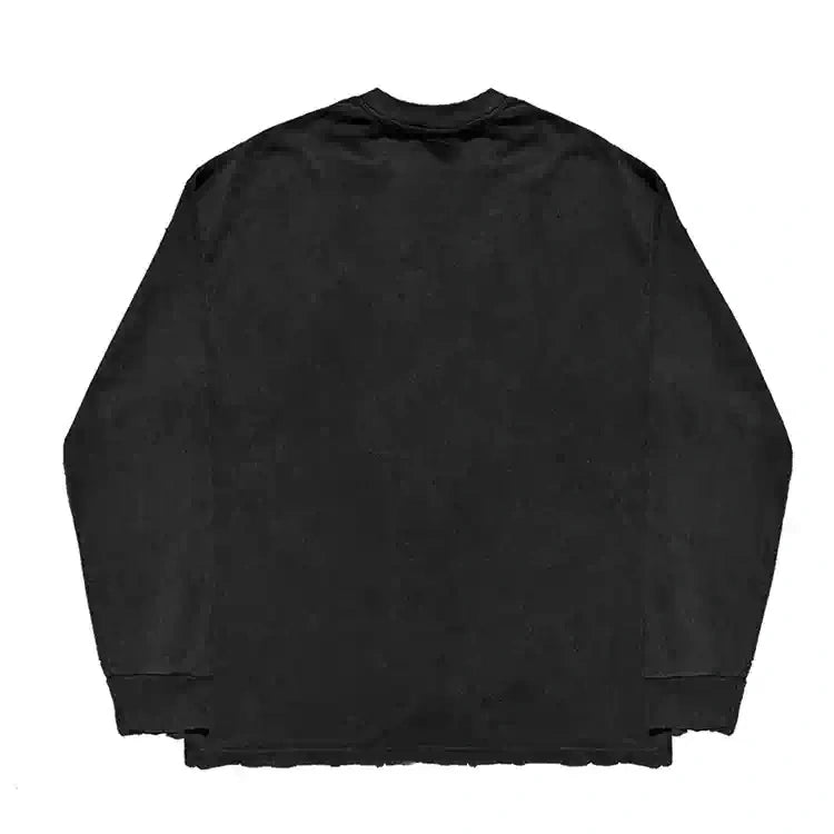 T-shirt oversize à manches longues avec motif squelette d'anime sombre