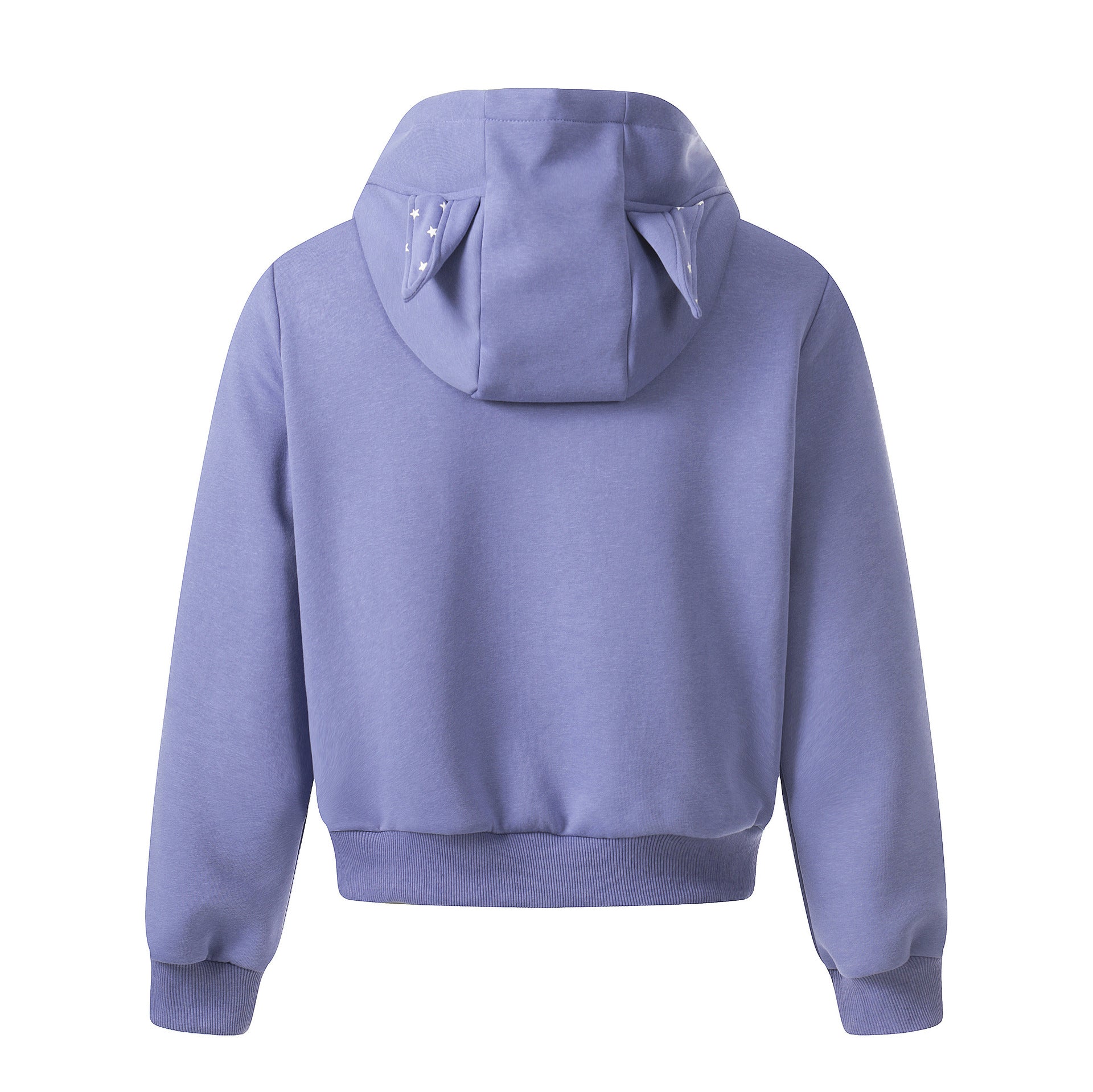 Sweat zippé à capuche avec oreilles de diable et doublure étoilée — Style vintage américain court